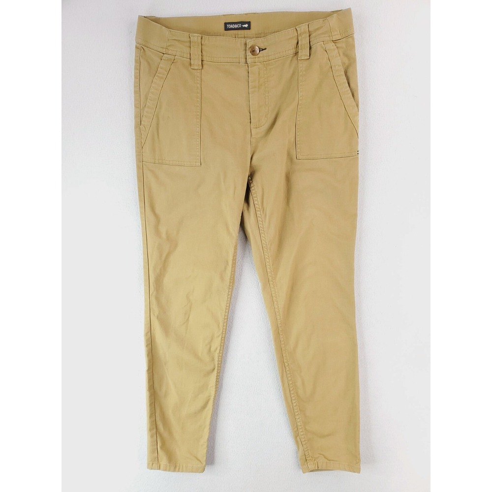 Toad&Co Pants Womens 10 Khaki Earthworks Ankle Skinny Stretch Twill Chino Mid